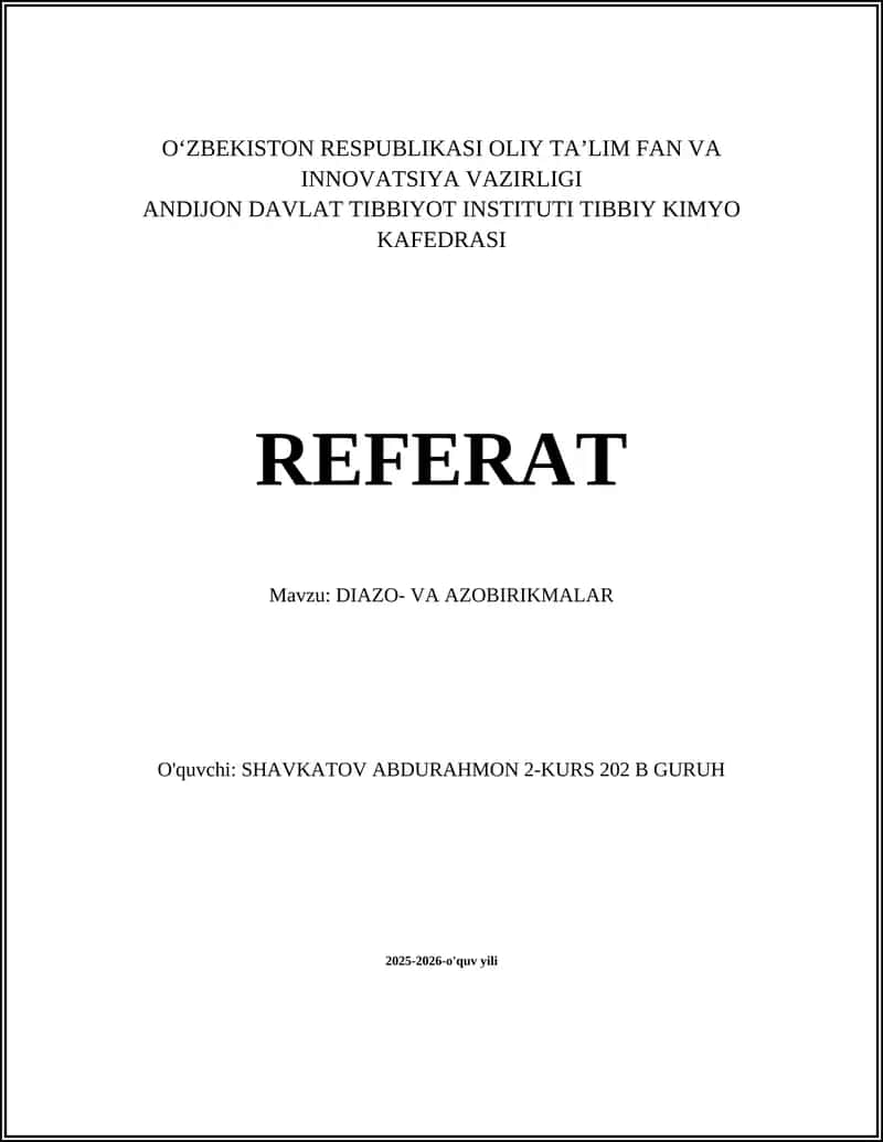 DIAZO- VA AZOBIRIKMALAR