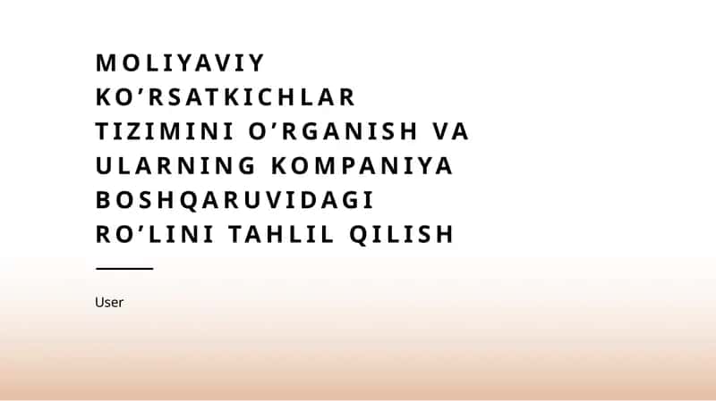 Moliyaviy ko’rsatkichlar tizimi