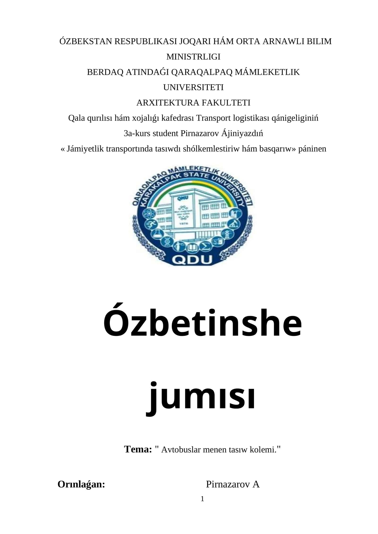 Avtobuslar menen tasıw kolemi