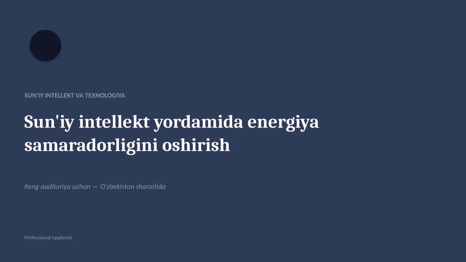 SUN'IY INTELLEKT VA TEXNOLOGIYA