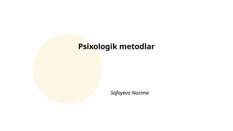 Psixologik metodlar