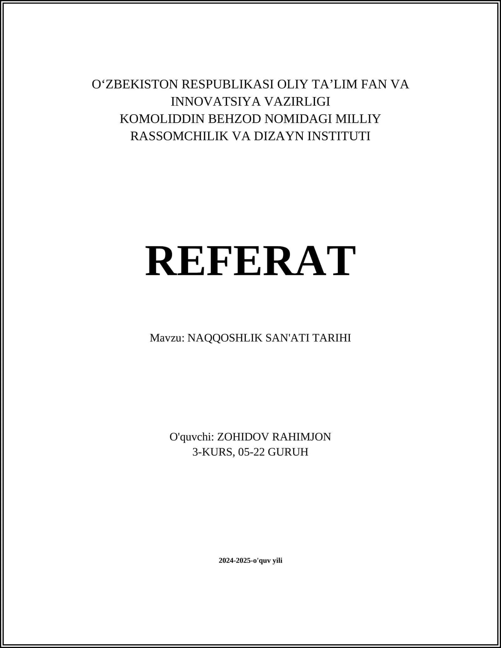 NAQQOSHLIK SAN'ATI TARIHI