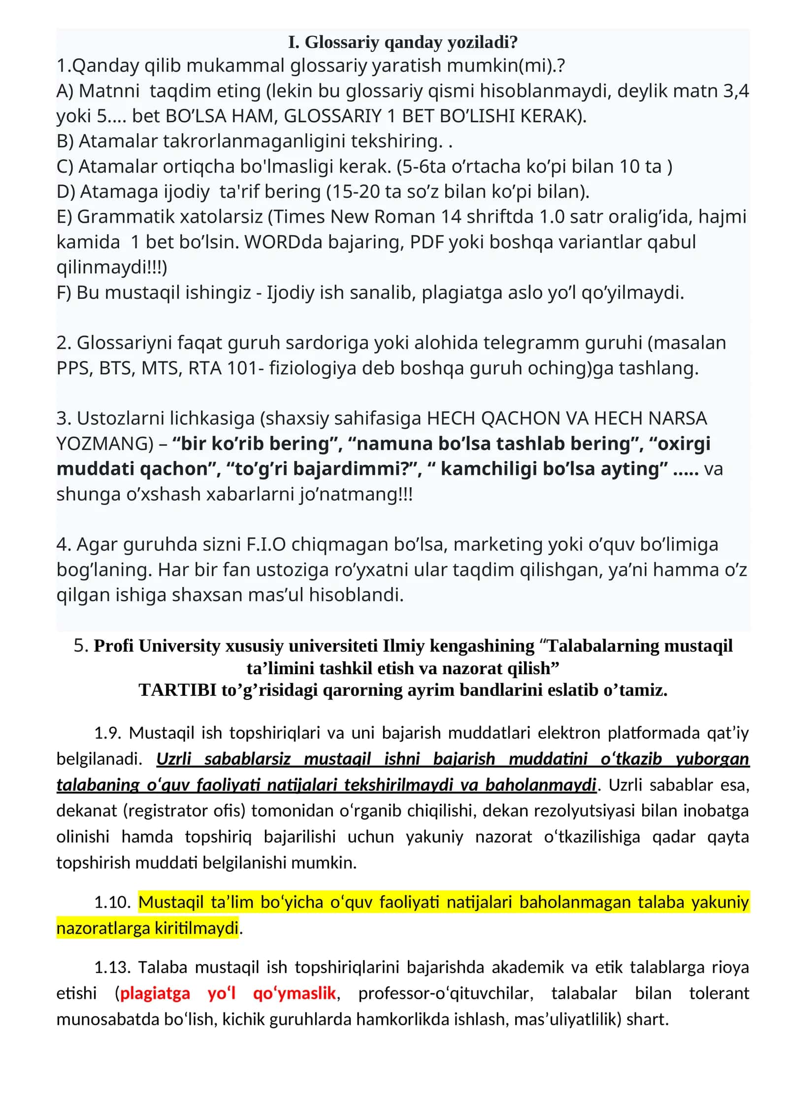 Glossariy qanday yoziladi?