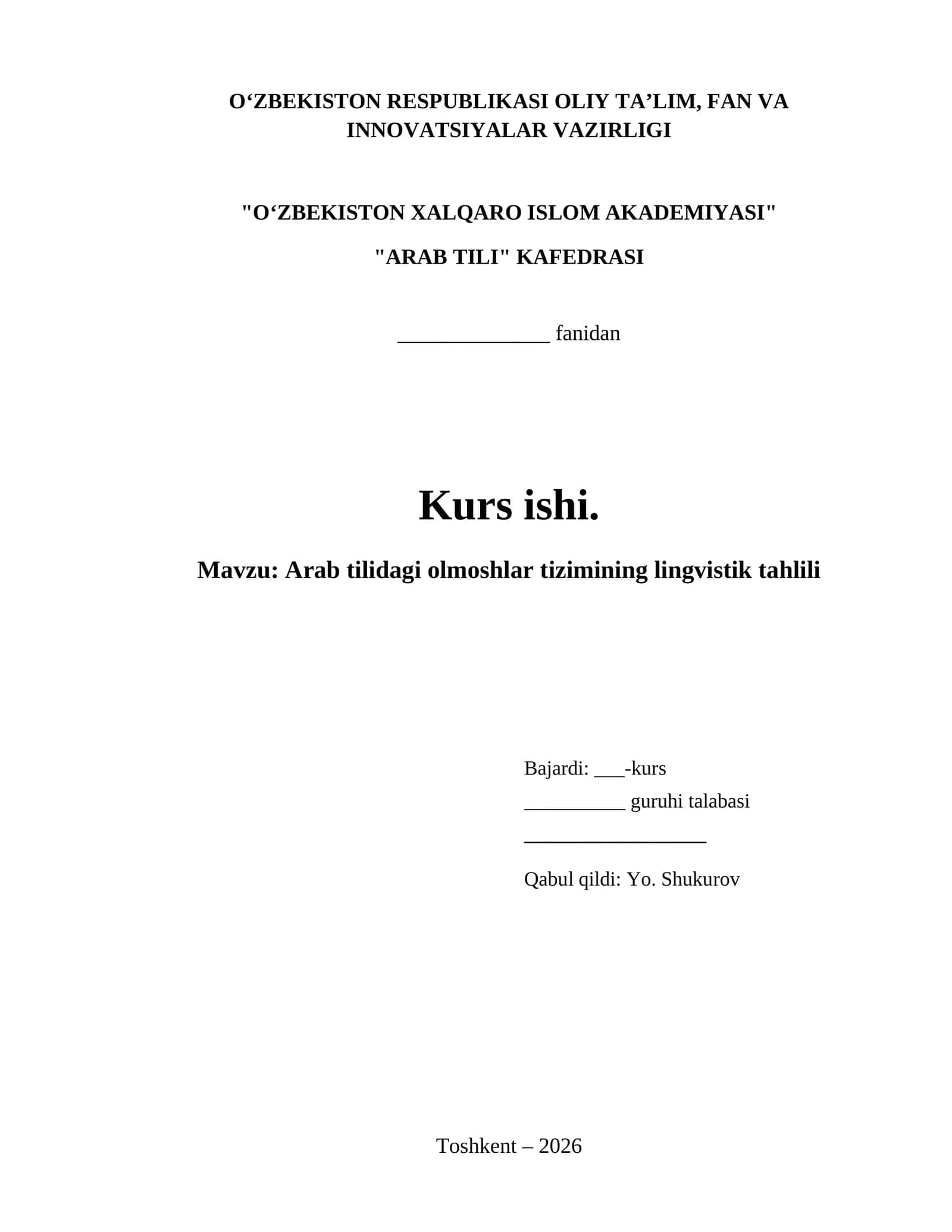 Arab tilidagi olmoshlar tizimining lingvistik tahlili