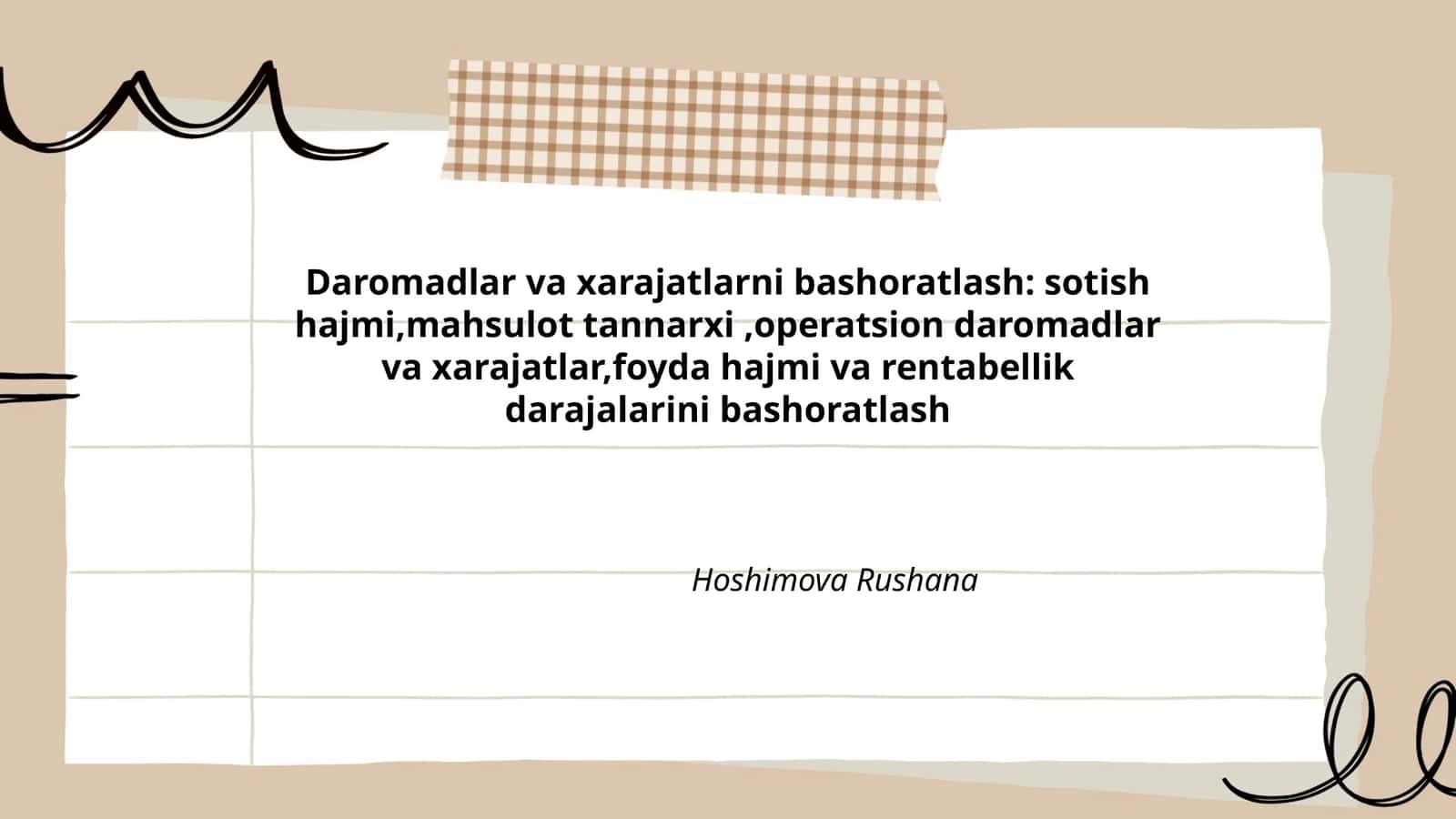 Daromadlar va xarajatlarni bashoratlash