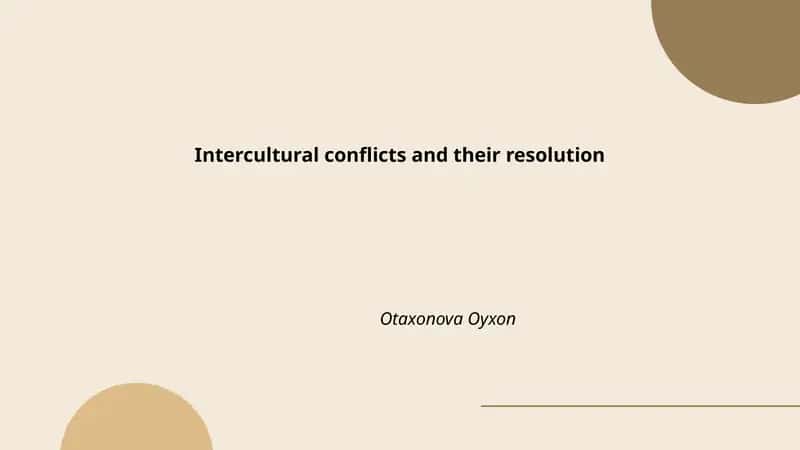 Intercultural conflicts and their resolution
