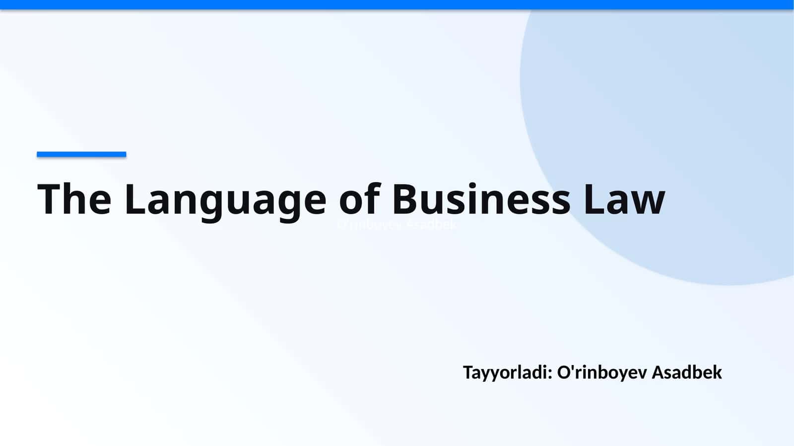 The Language of Business Law
