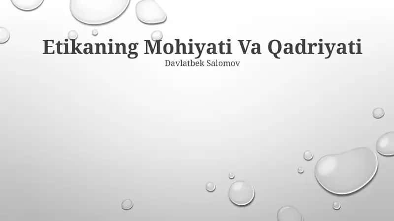 Etikaning Mohiyati Va Qadriyati