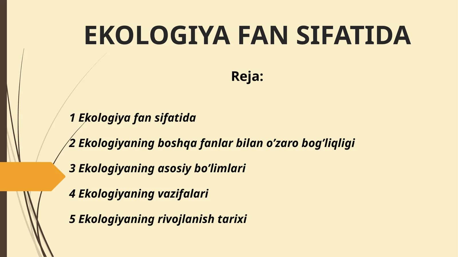 EKOLOGIYA FAN SIFATIDA