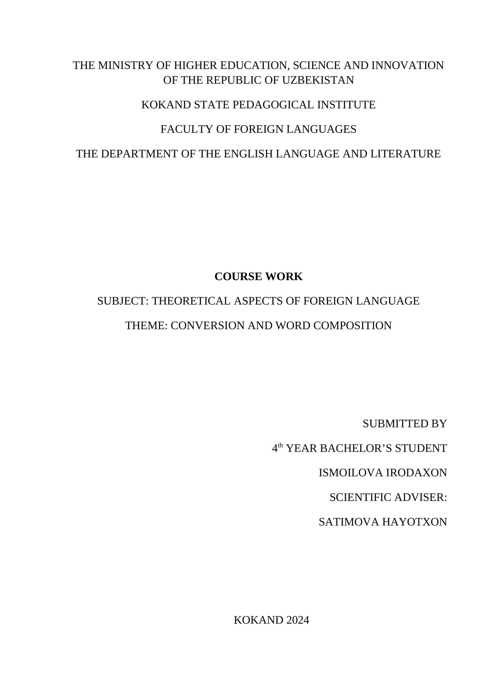CONVERSION AND WORD COMPOSITION
