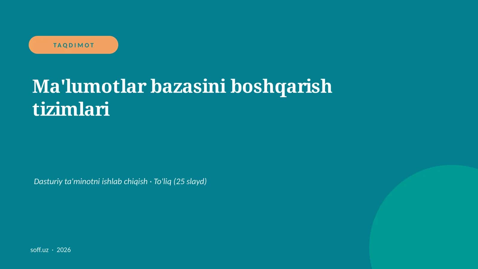 Ma'lumotlar bazasini boshqarish tizimlari