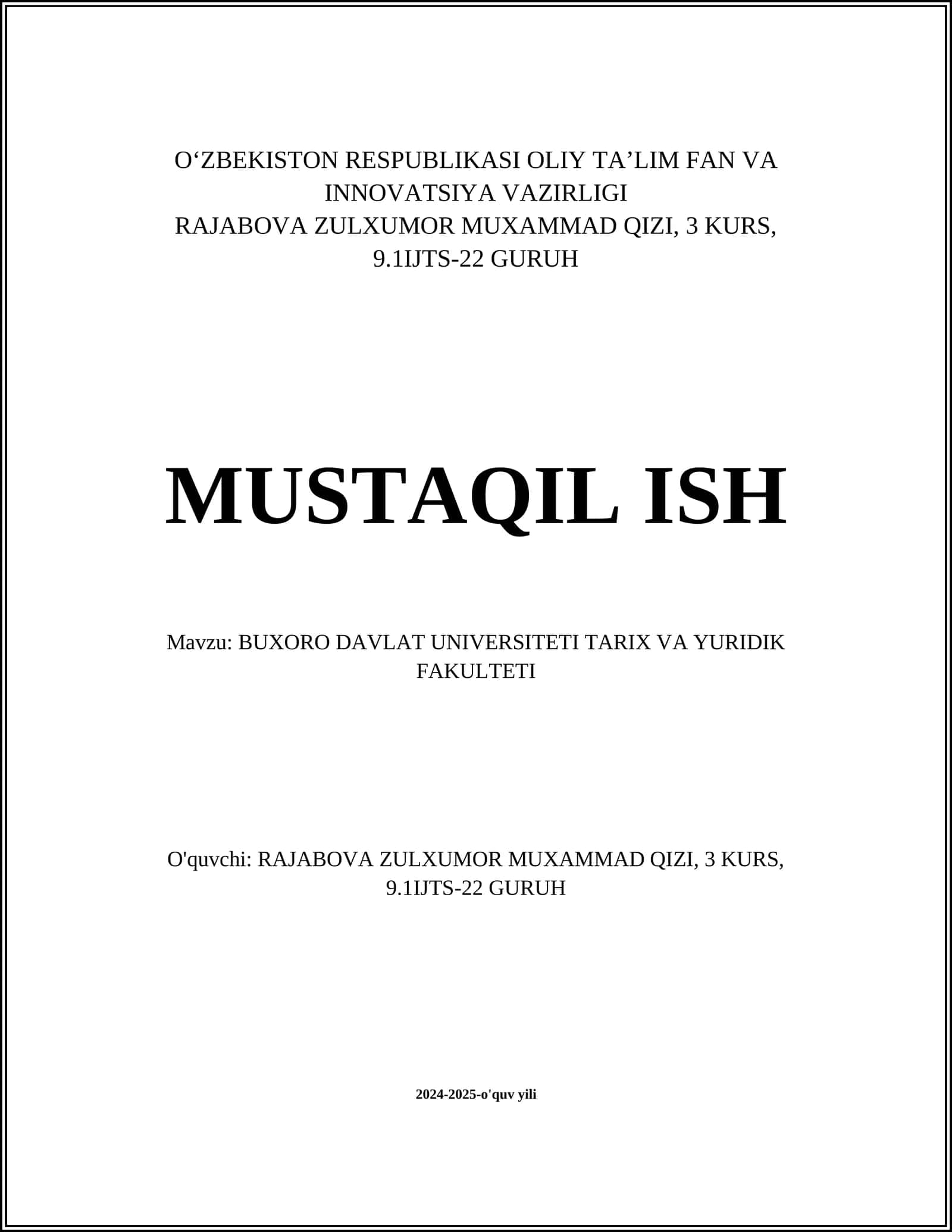 Buxoro Davlat Universiteti Tarixi