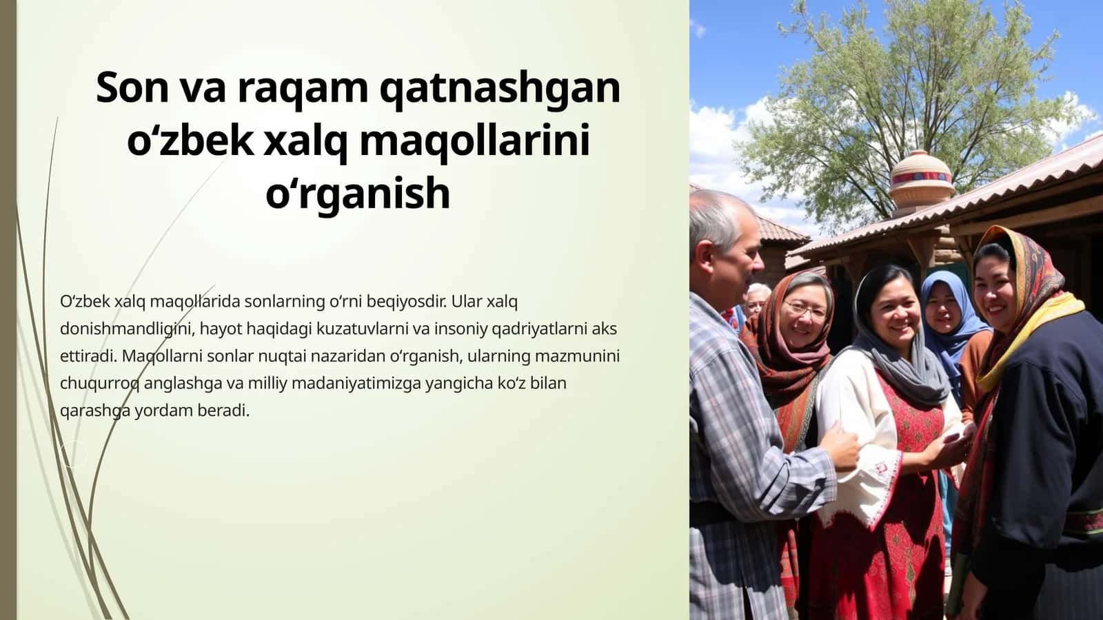 Sonvaraqamqatnashganoʻzbekxalqmaqollarinioʻrganish