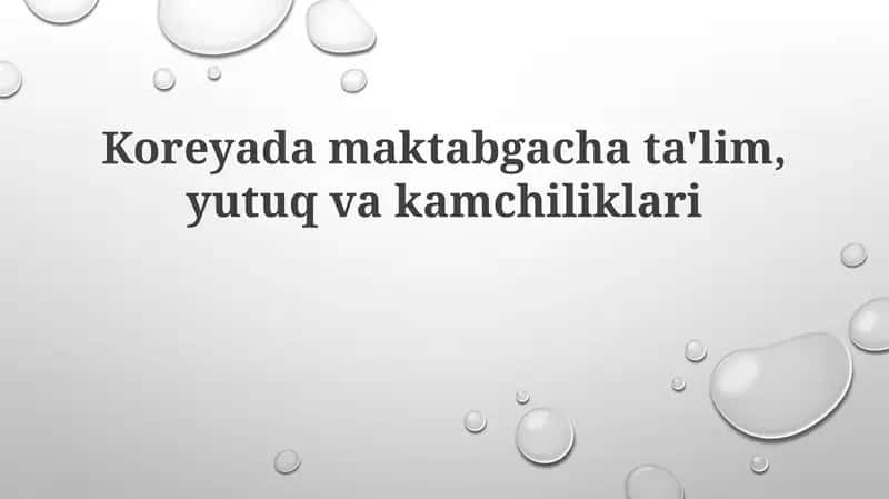 Koreyada maktabgacha ta'lim