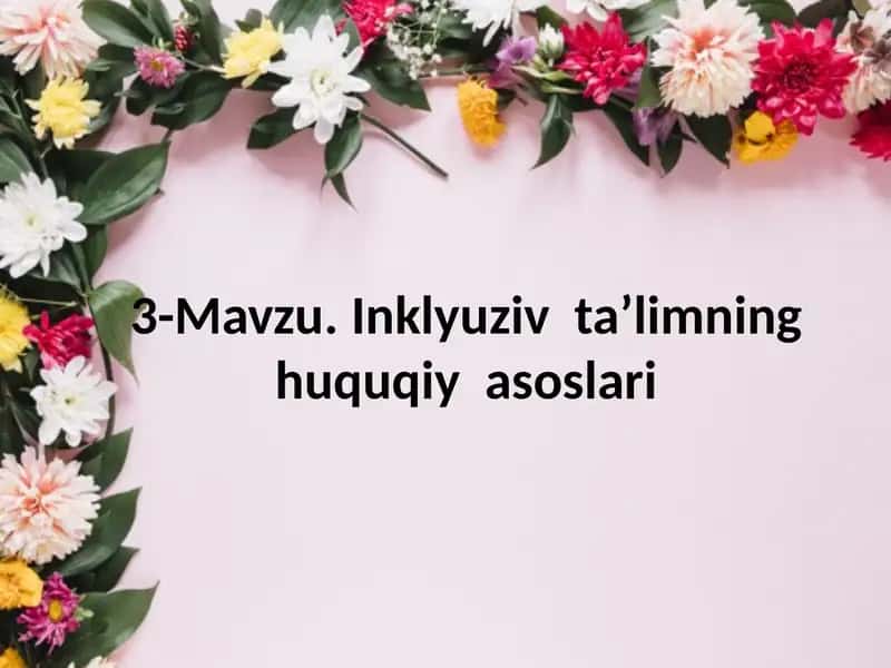 Inklyuziv ta’limning huquqiy asoslari