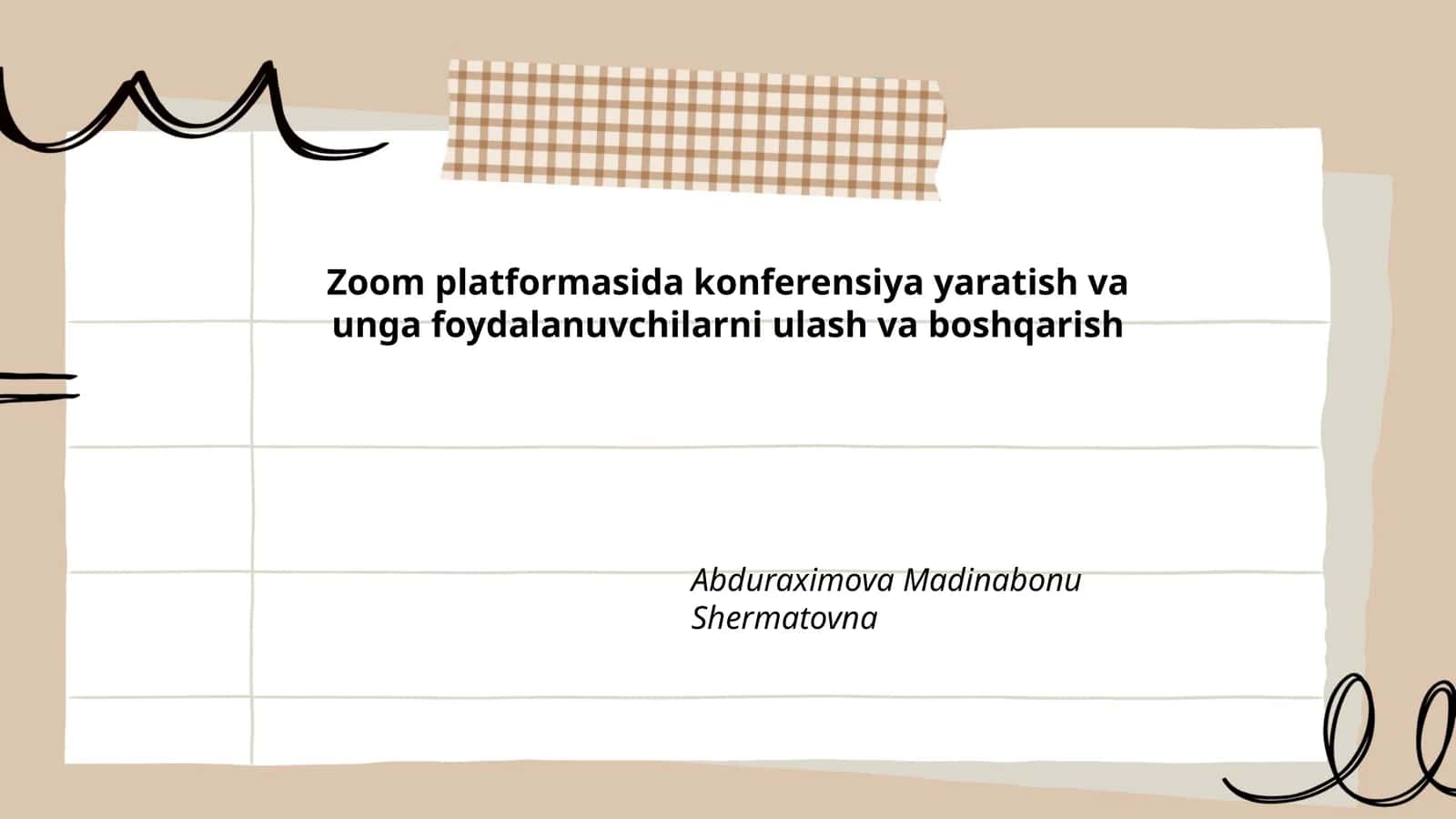 Zoom platformasida konferensiya yaratish va unga foydalanuvchilarni ulash va boshqarish