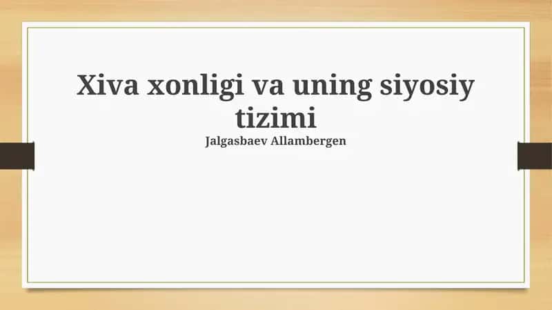 Xiva xonligi va uning siyosiy tizimi