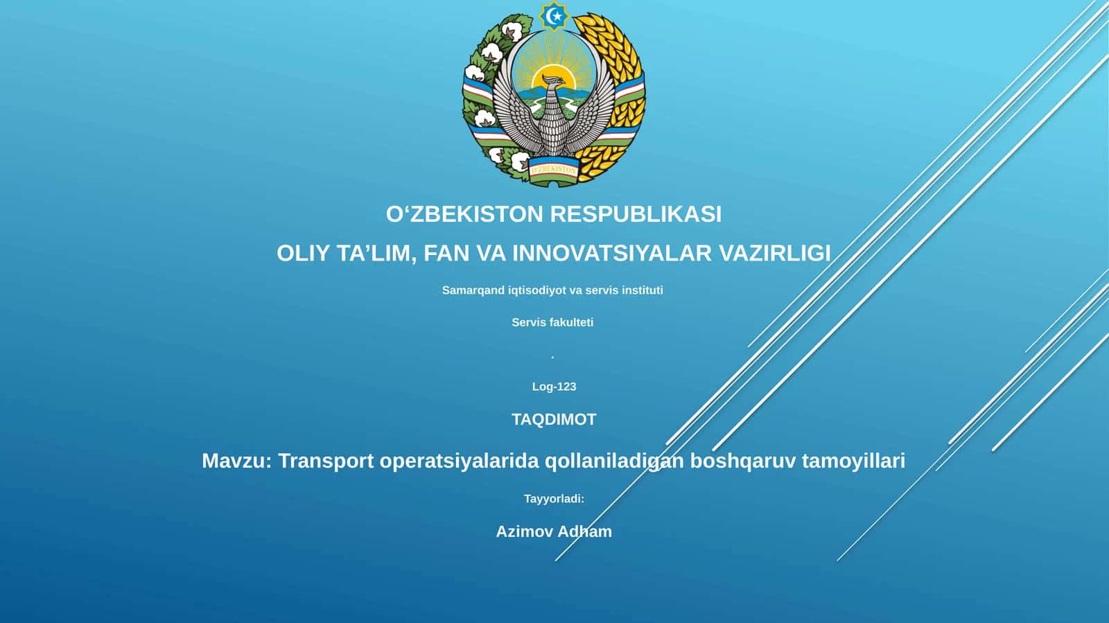 Transport operatsiyalarida qollaniladigan boshqaruv tamoyillari