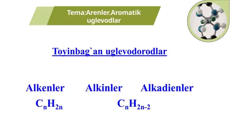 Arenler hám aromatik uglevodlar