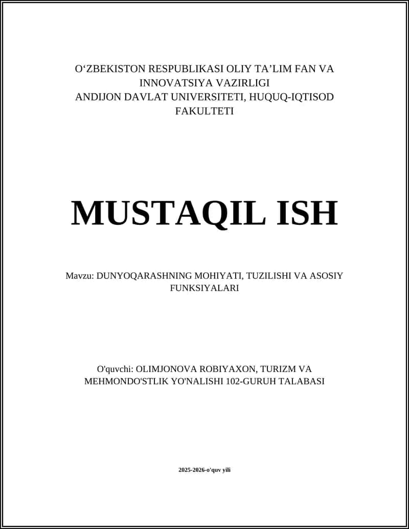 Dunyoqarashning Mohiyati