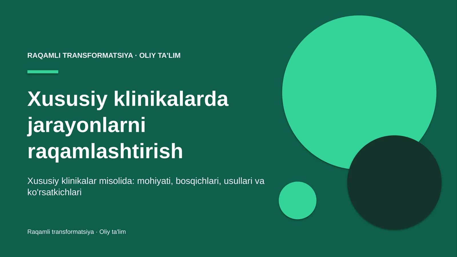 Xususiy klinikalarda jarayonlarni raqamlashtirish