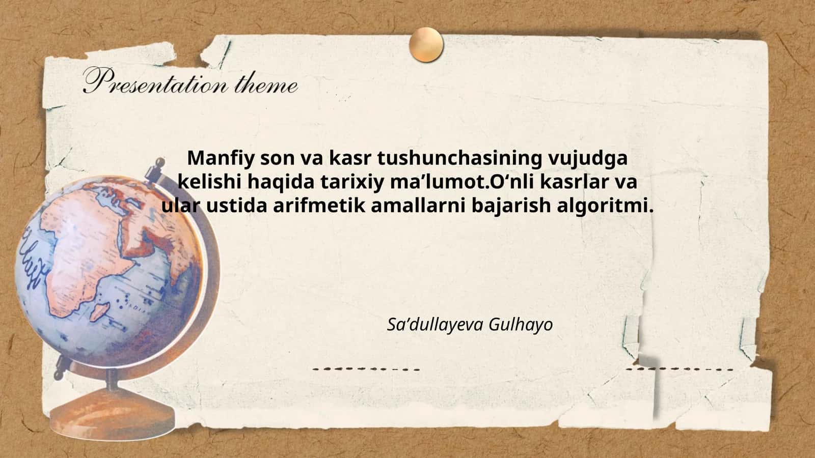 Manfiy son va kasr tushunchasi