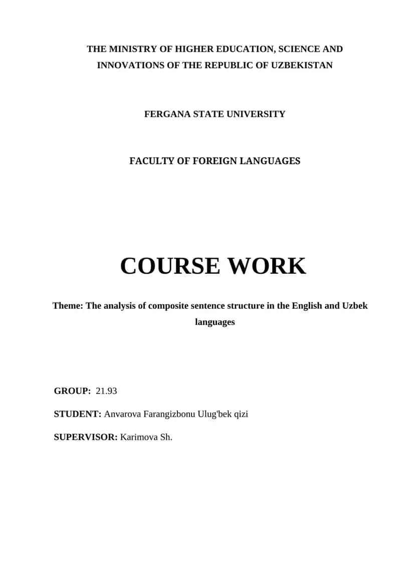 The analysis of composite sentence structure in the English and Uzbek languages