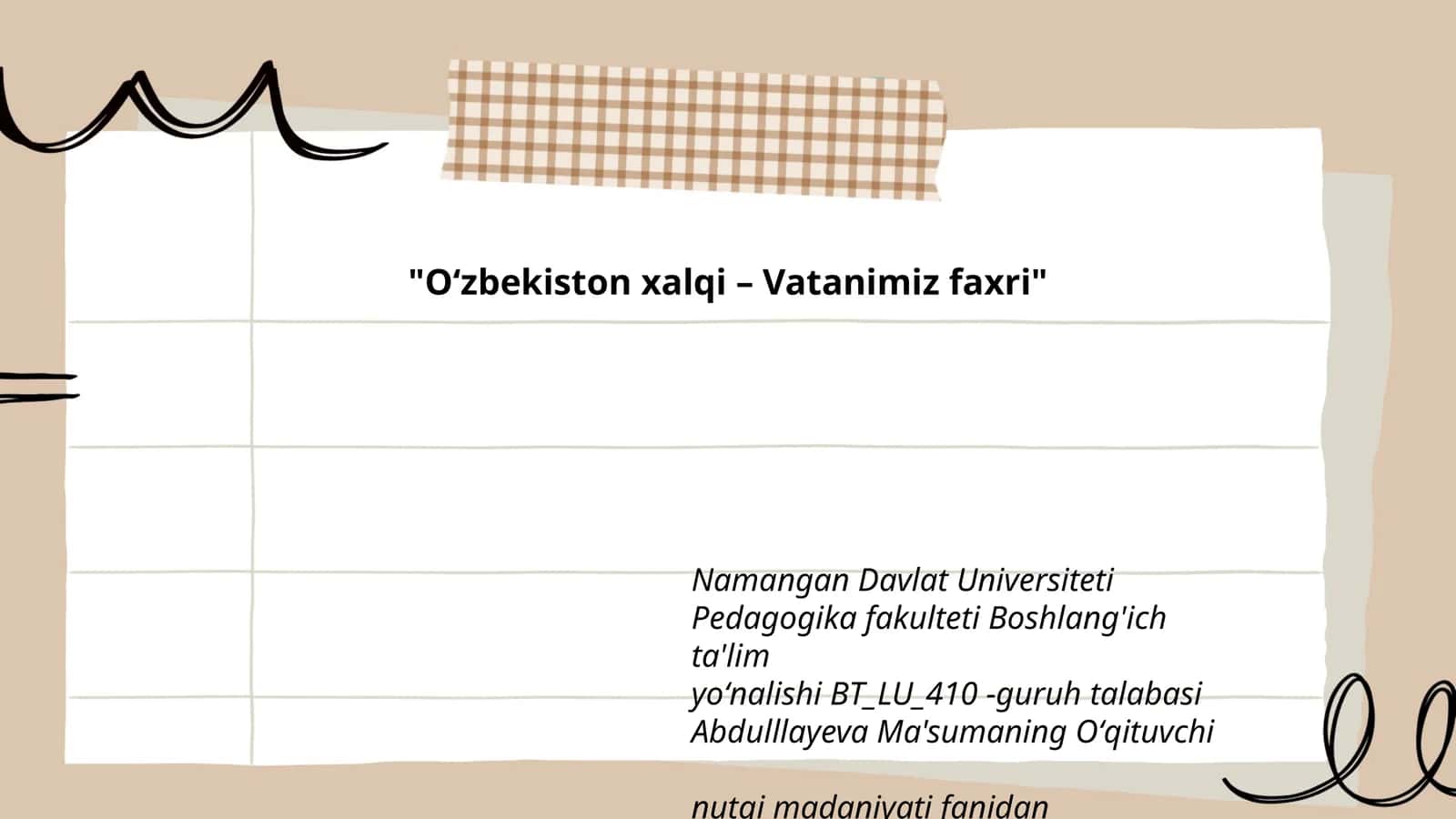 Oʻzbekiston xalqi – Vatanimiz faxri
