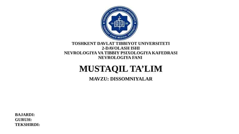 DISSOMNIYALAR