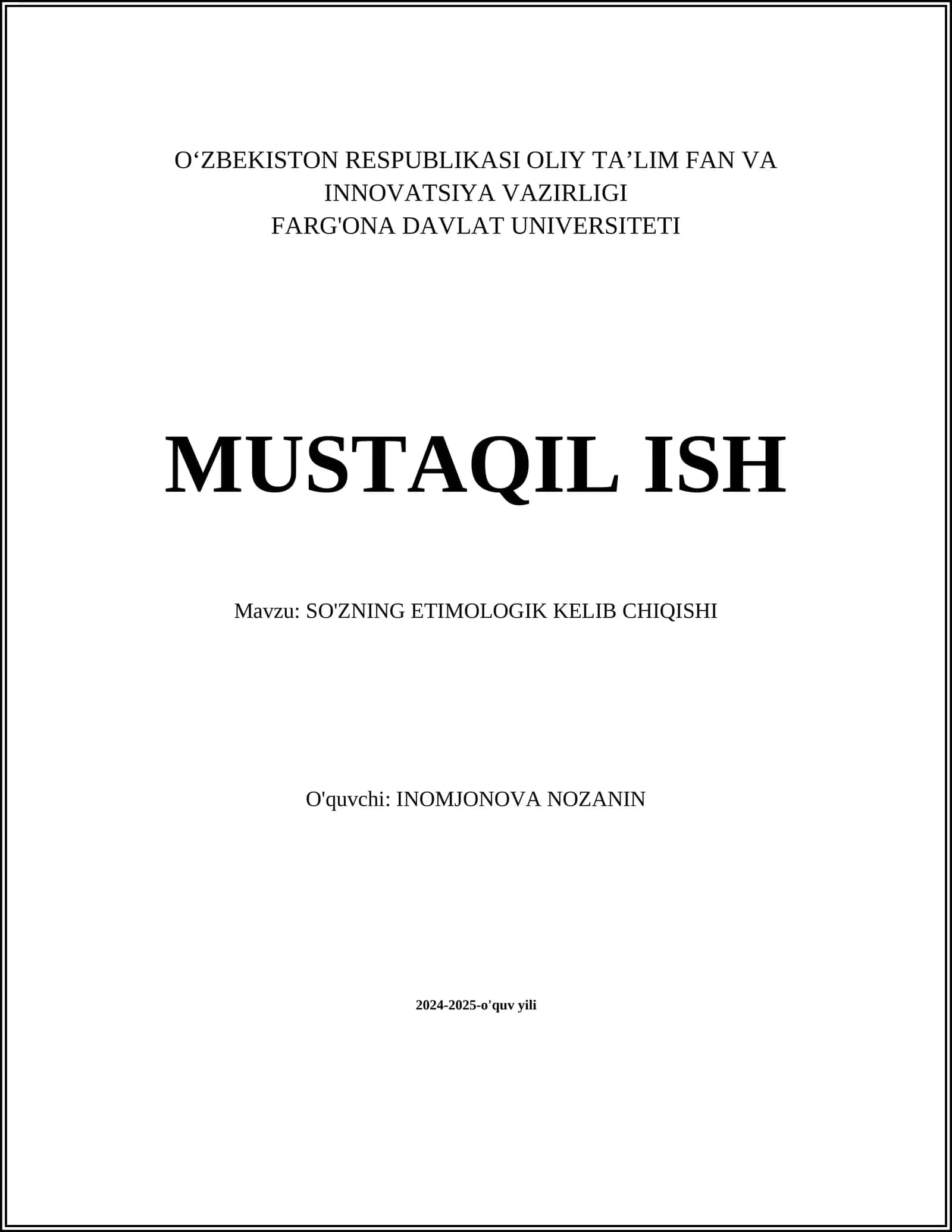SO'ZNING ETIMOLOGIK KELIB CHIQISHI