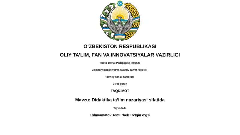 Didaktika ta'lim nazariyasi