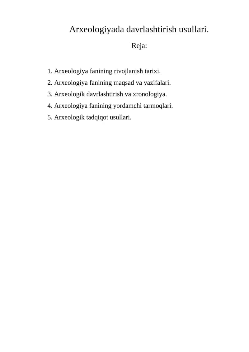 Arxeologiyada davrlashtirish usullari