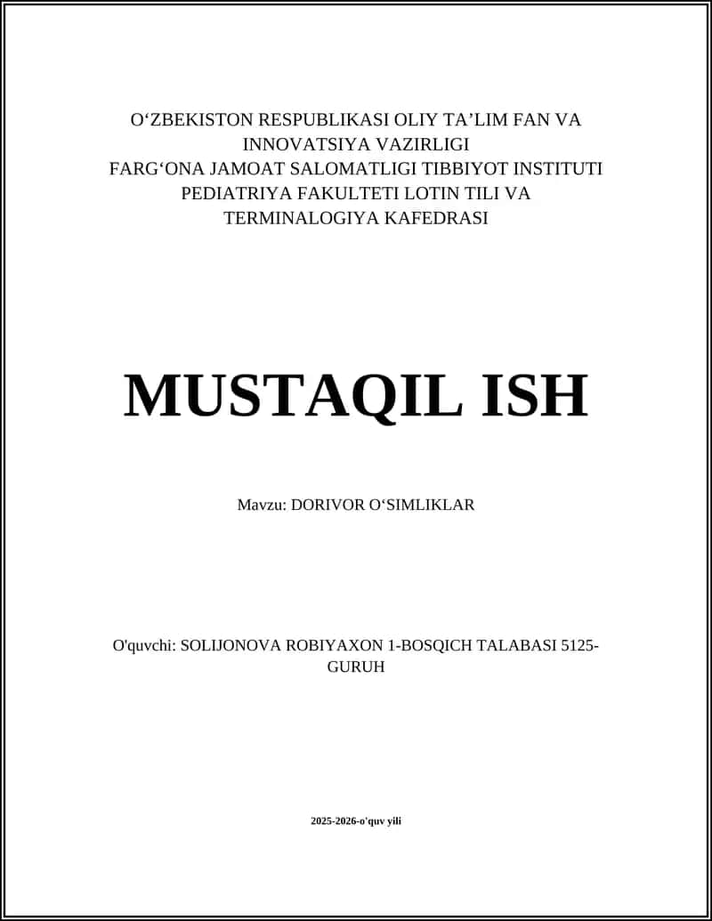 DORIVOR OʻSIMLIKLAR