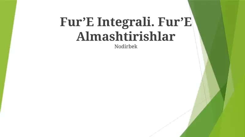 Fur’E Integrali