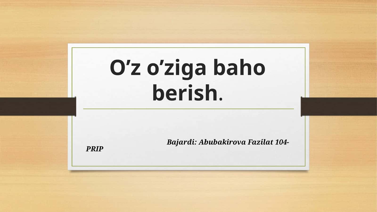 O’zo’zigabahoberish