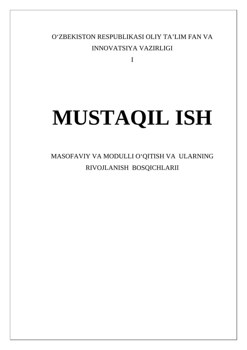 Masofaviy va modulli o‘qitish