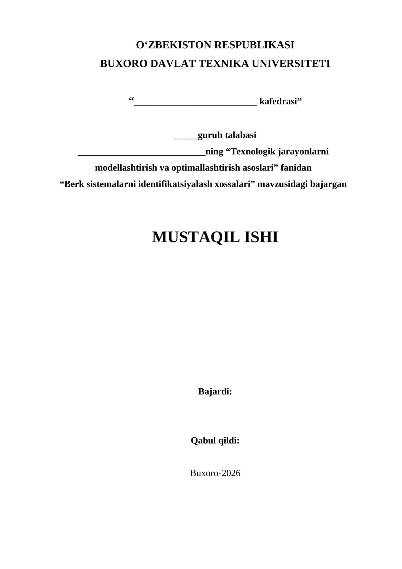 Berk sistemalarni identifikatsiyalash xossalari