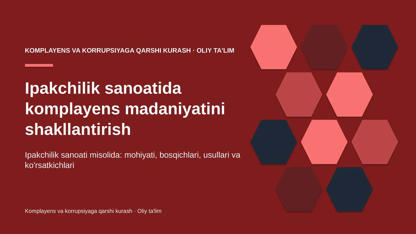 Ipakchilik sanoatida komplayens madaniyatini shakllantirish