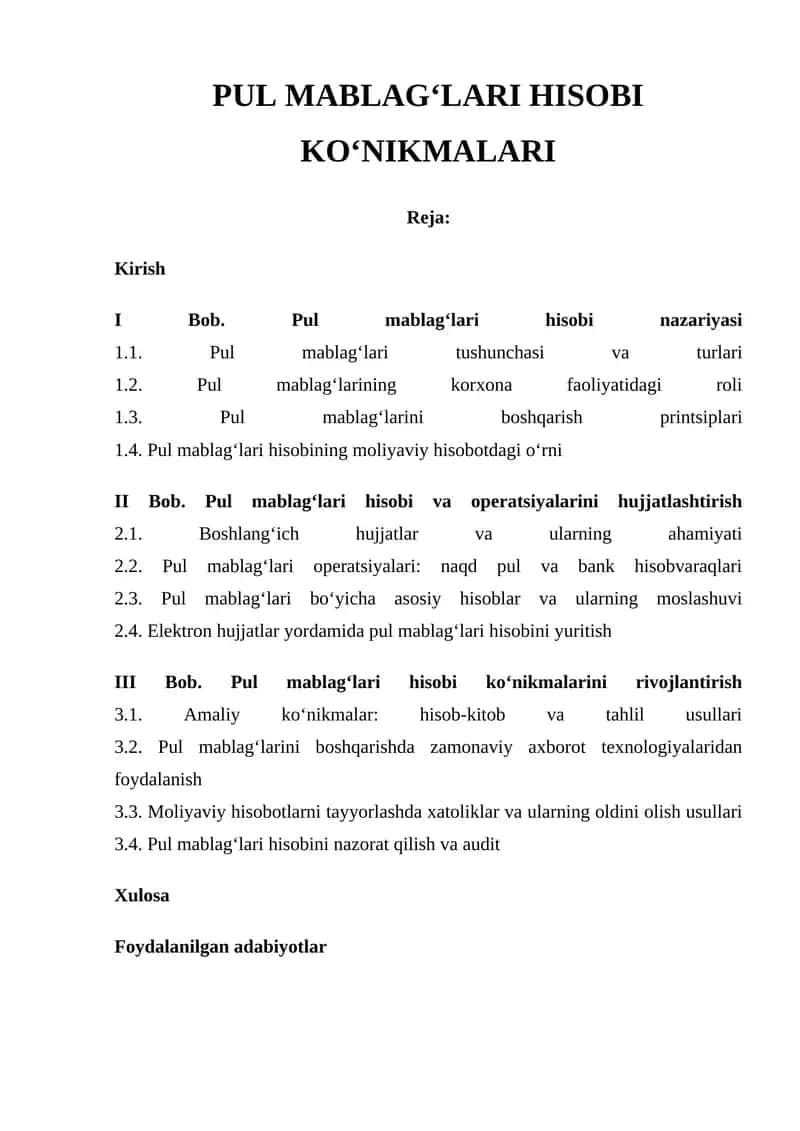 Pul mablag‘lari hisobi