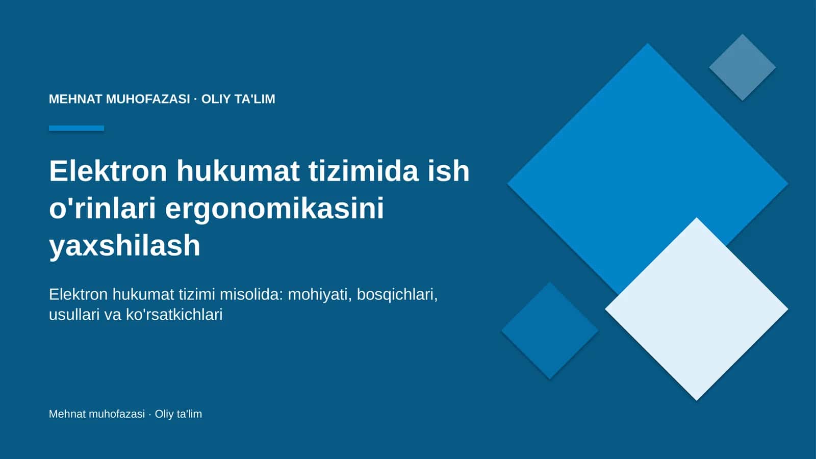Elektron hukumat tizimida ish o'rinlari ergonomikasini yaxshilash