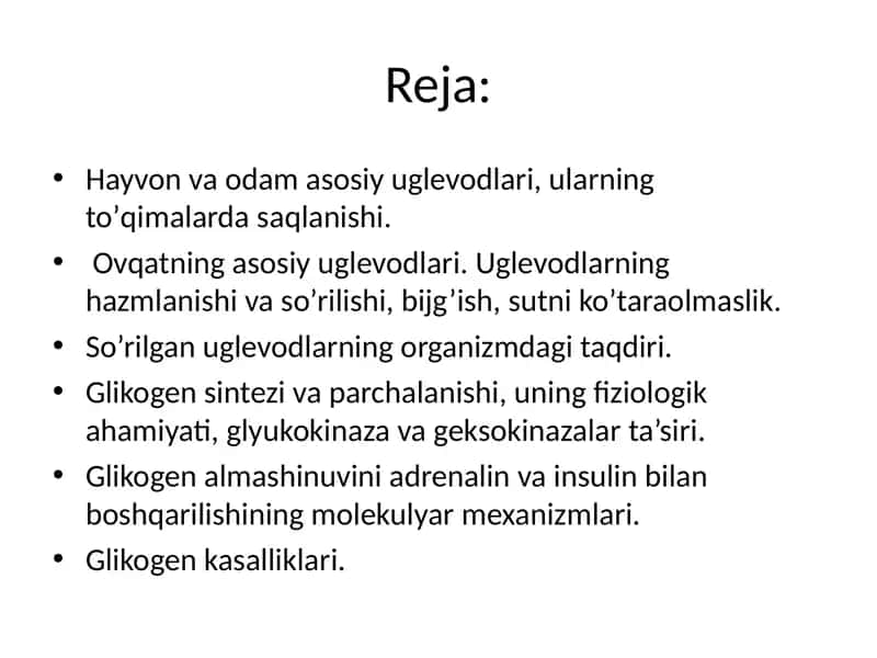 Uglevodlar, karbonsuvlar hazmlanishi