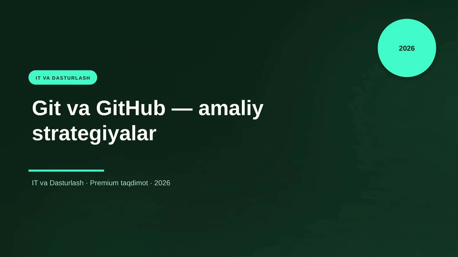 Git va GitHub — amaliy strategiyalar