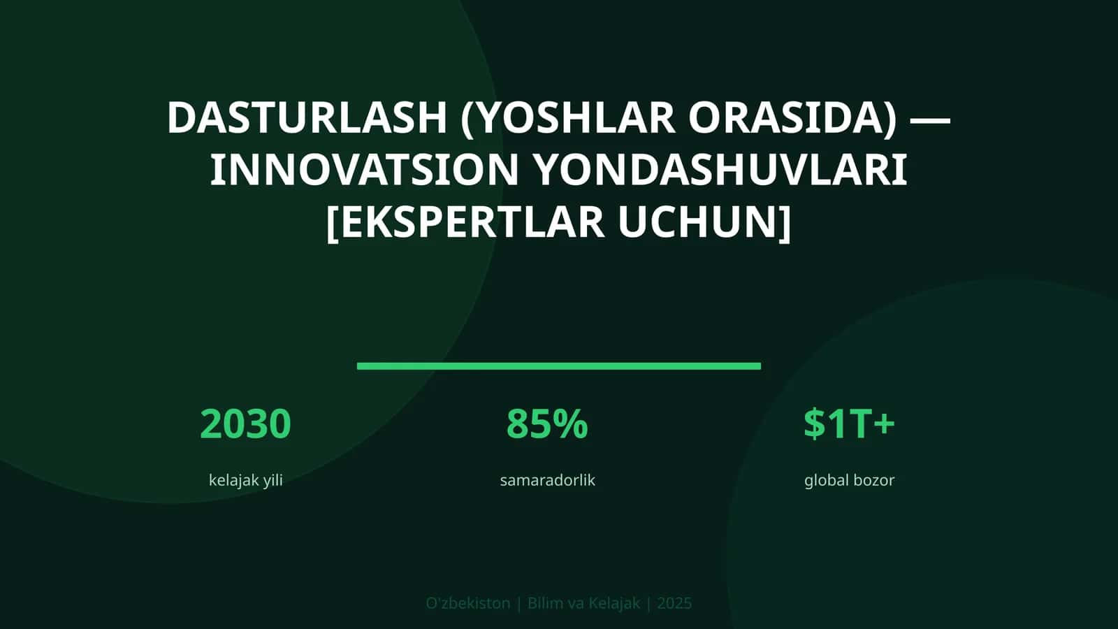 Dasturlash (yoshlar orasida) — innovatsion yondashuvlari [ekspertlar uchun]