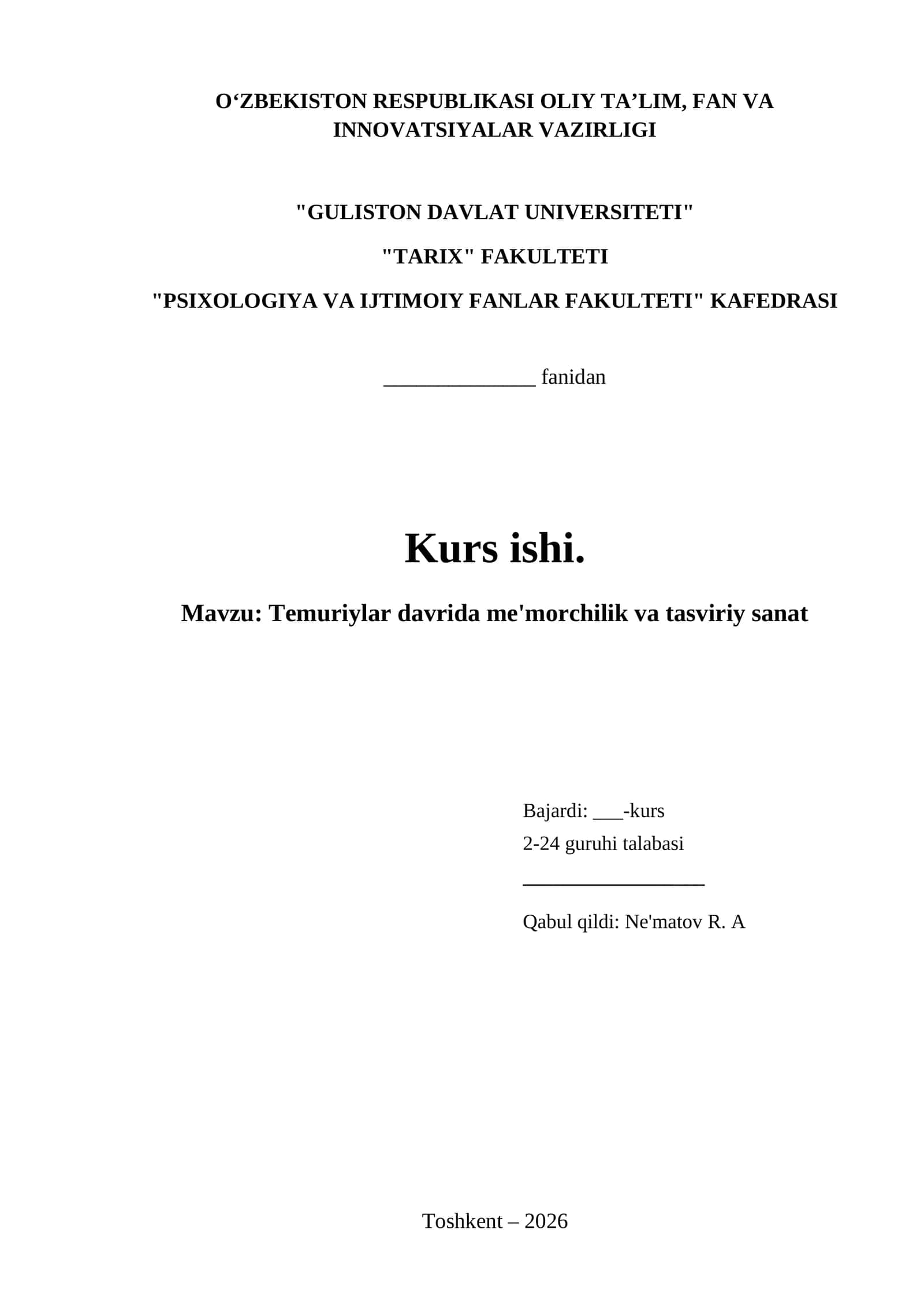 Temuriylar davrida me'morchilik va tasviriy sanat