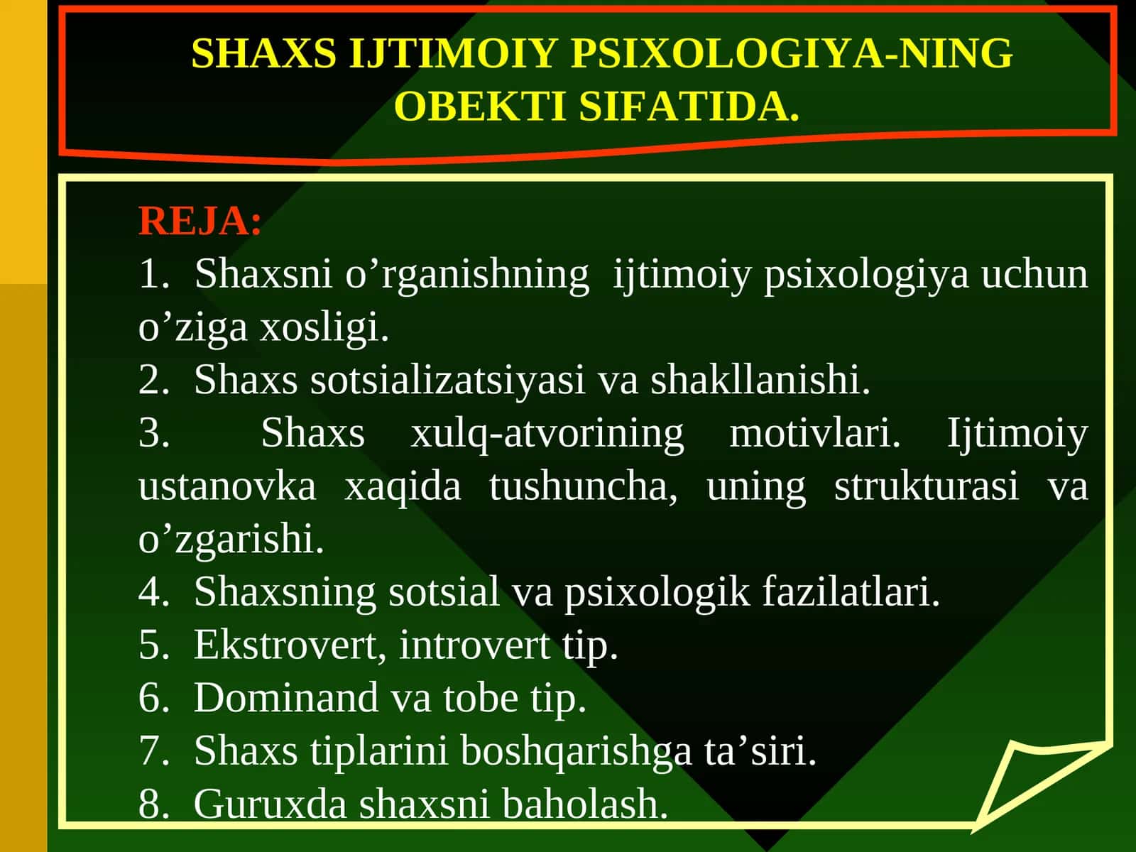 Shaxs Ijtimoiy Psixologiyasi
