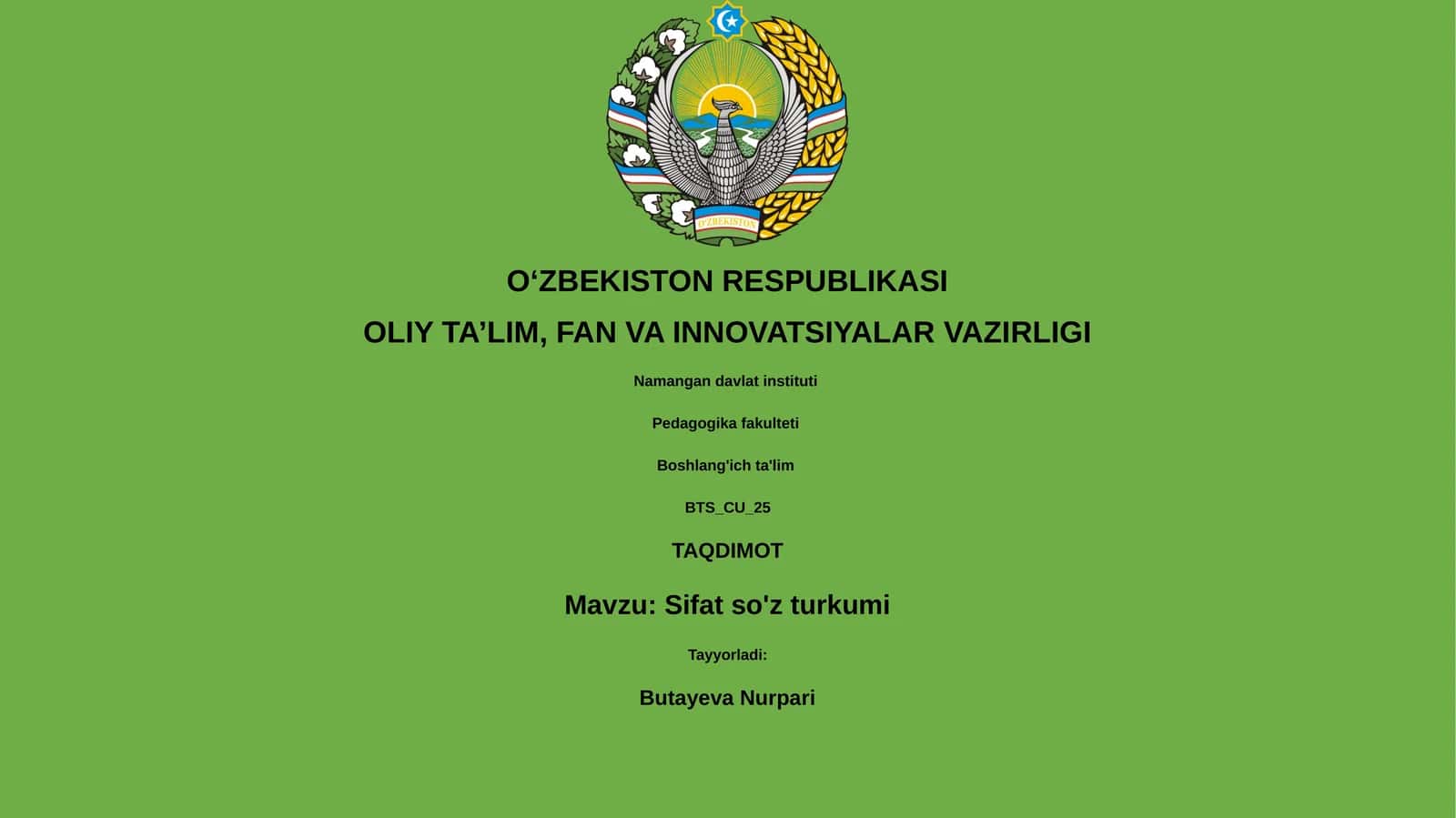 Sifat so'z turkumi