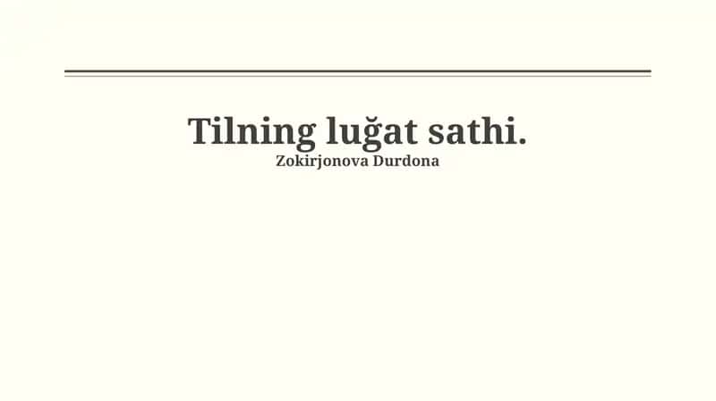Tilning luğat sathi