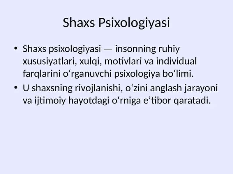 Shaxs Psixologiyasi