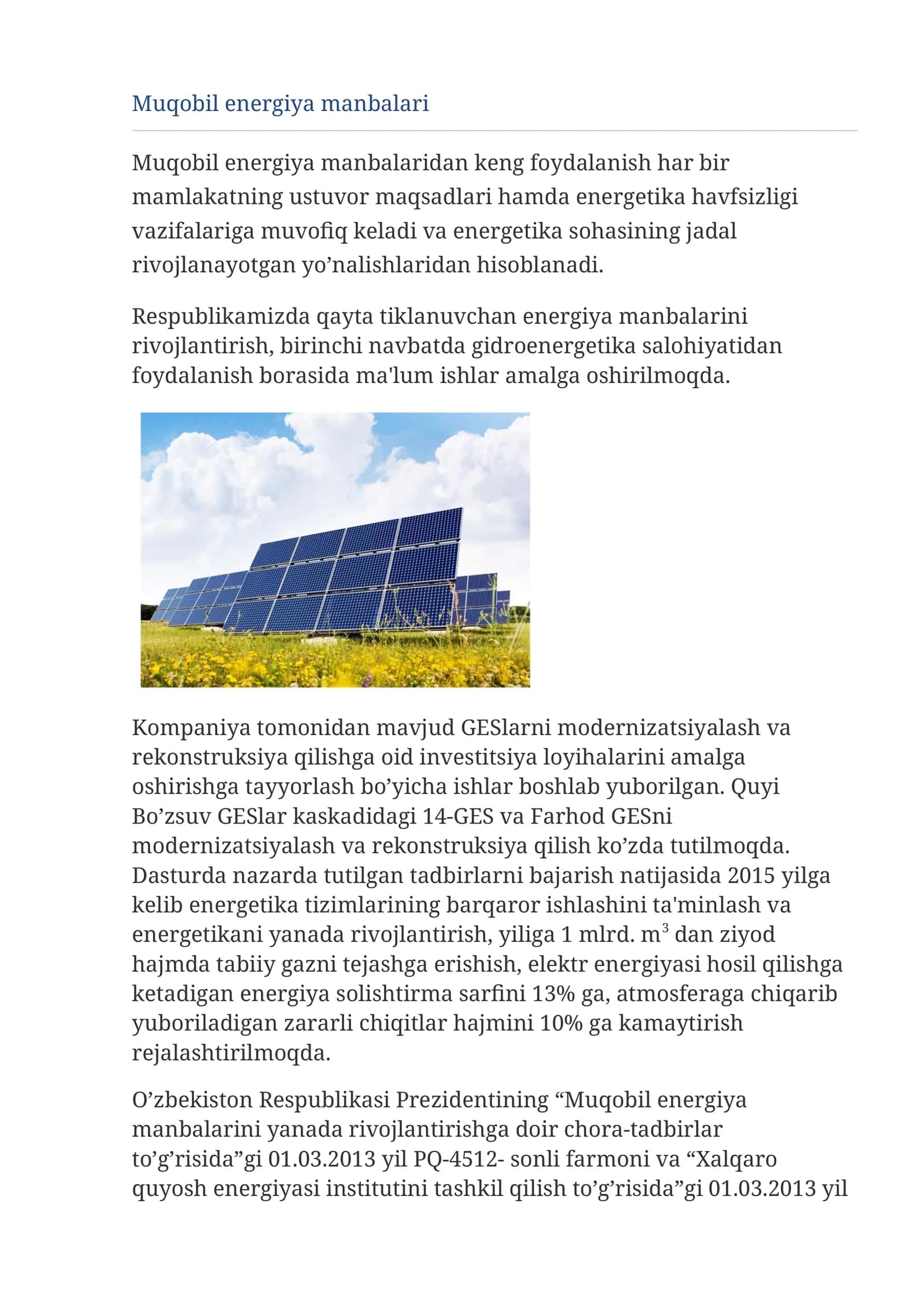Muqobil energiya manbalari