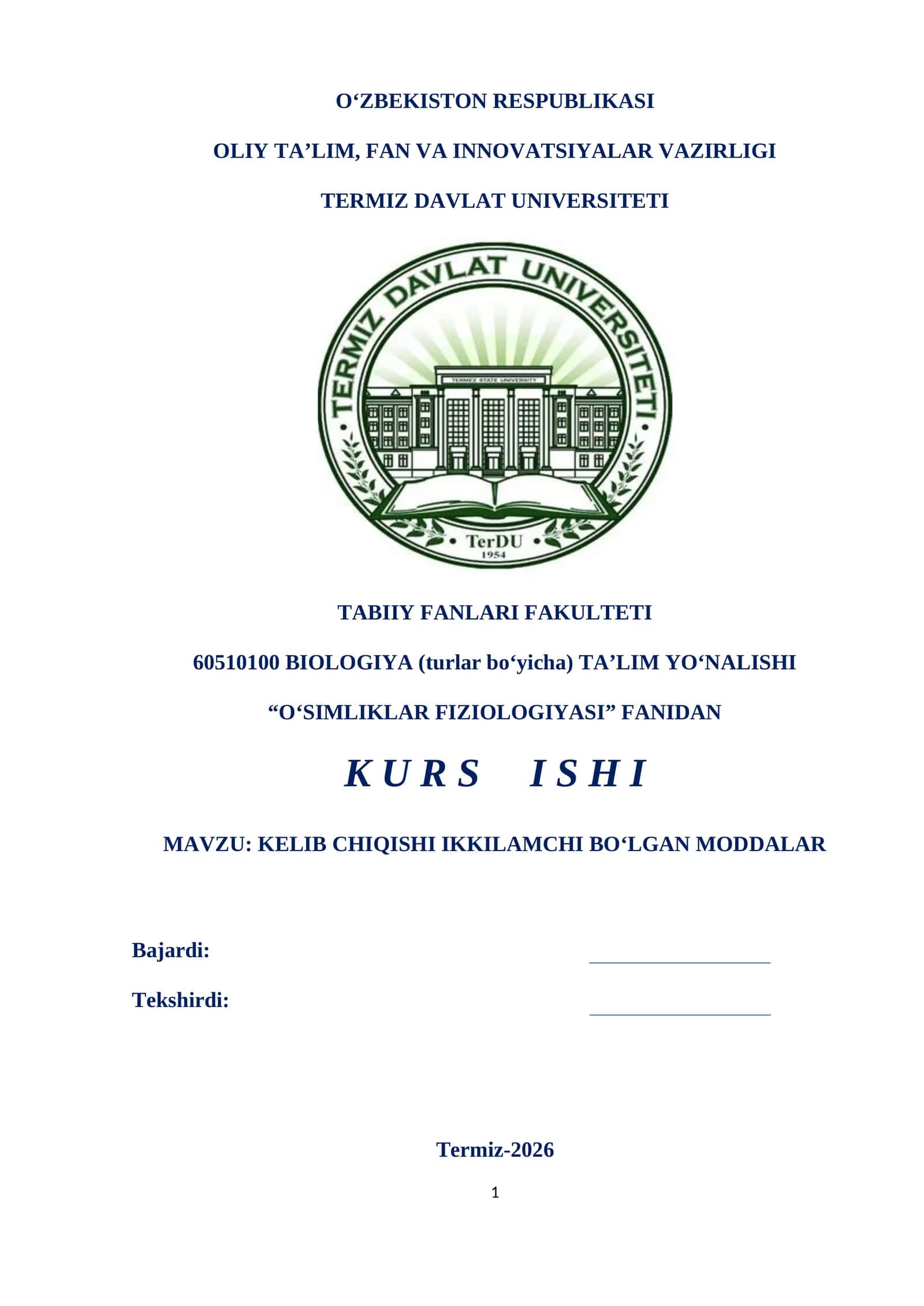 KELIB CHIQISHI IKKILAMCHI BO'LGAN MODDALAR